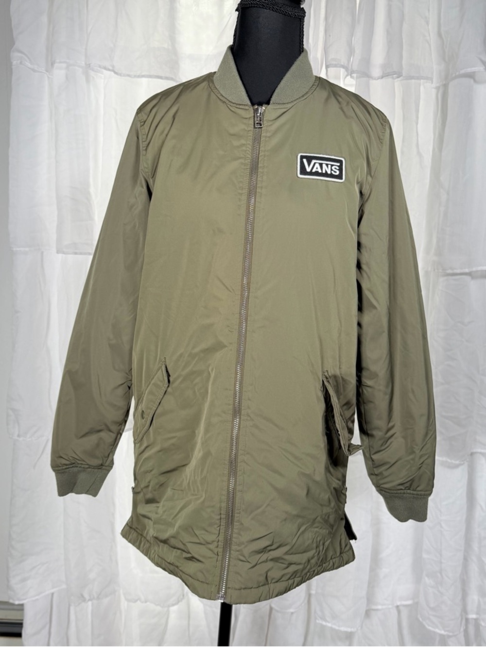 Vans Olive Green Longline Bomber Jacket